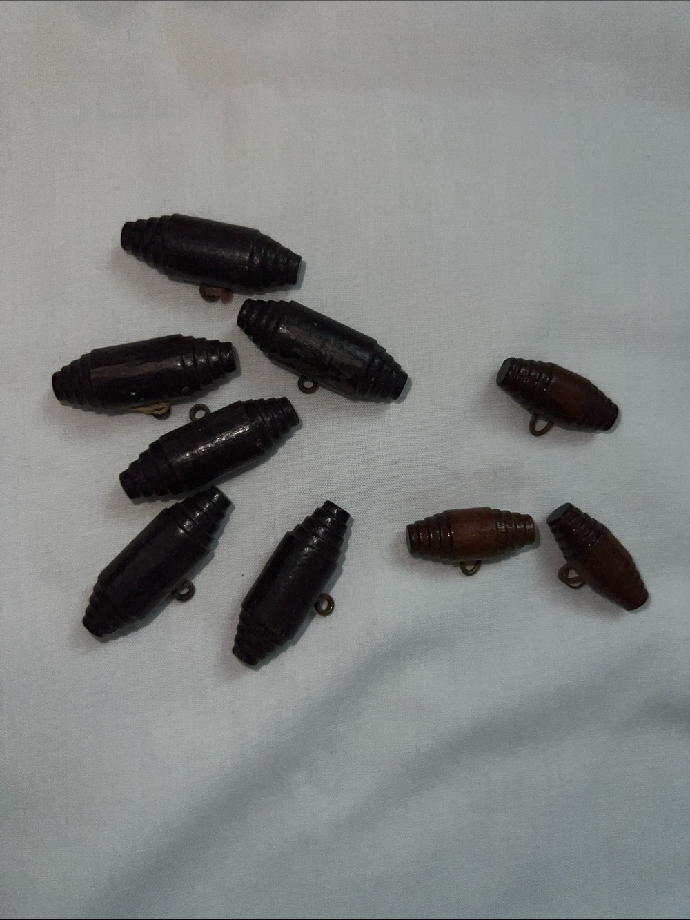 Vintage Wooden Barrel Toggle Buttons with Metal Shanks